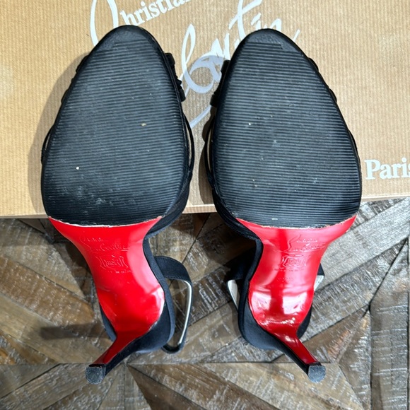 Christian Louboutin black chiffon mauresmo Slingbacks US size 7.5 - Picture 11 of 13